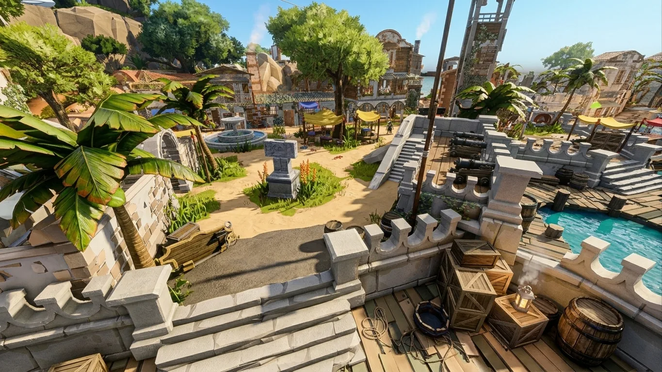 A sunny tropical harbor from PLUNDER